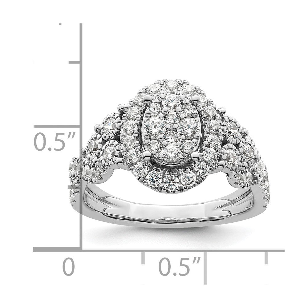 14k White Gold 1 Ct. Lab Grown Diamond VS/SI+ G+ Cluster Engagement Ring
