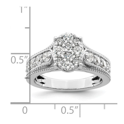 14k White Gold 1 Ct. Lab Grown Diamond VS/SI+ G+ Cluster Engagement Ring