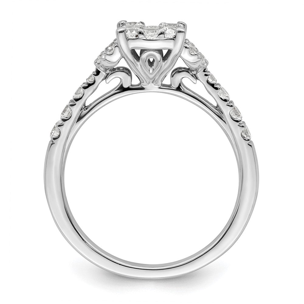 14k White Gold 3/4 Ct. Lab Grown Diamond VS/SI+ G+ Complete Cluster Engagement Ring