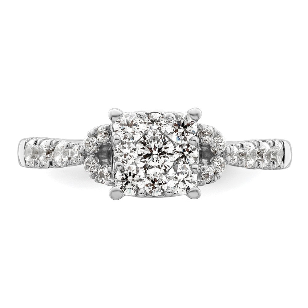 14k White Gold 3/4 Ct. Lab Grown Diamond VS/SI+ G+ Complete Cluster Engagement Ring
