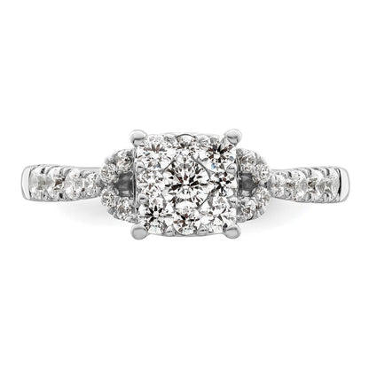 14k White Gold 3/4 Ct. Lab Grown Diamond VS/SI+ G+ Complete Cluster Engagement Ring