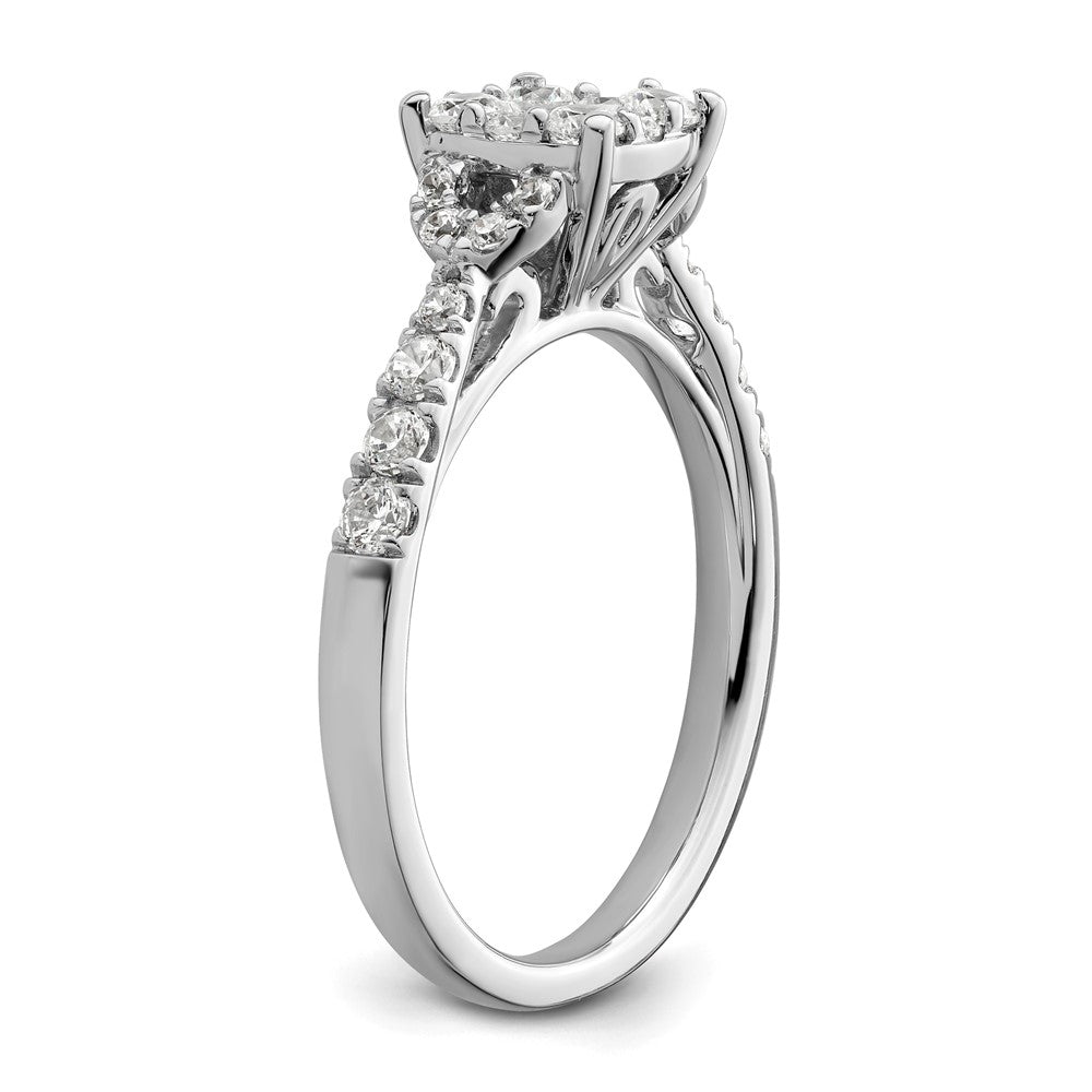 14k White Gold 3/4 Ct. Lab Grown Diamond VS/SI+ G+ Complete Cluster Engagement Ring