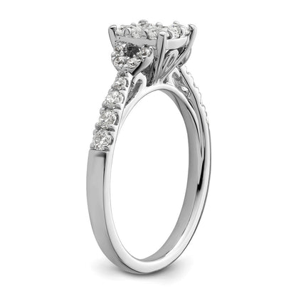 14k White Gold 3/4 Ct. Lab Grown Diamond VS/SI+ G+ Complete Cluster Engagement Ring