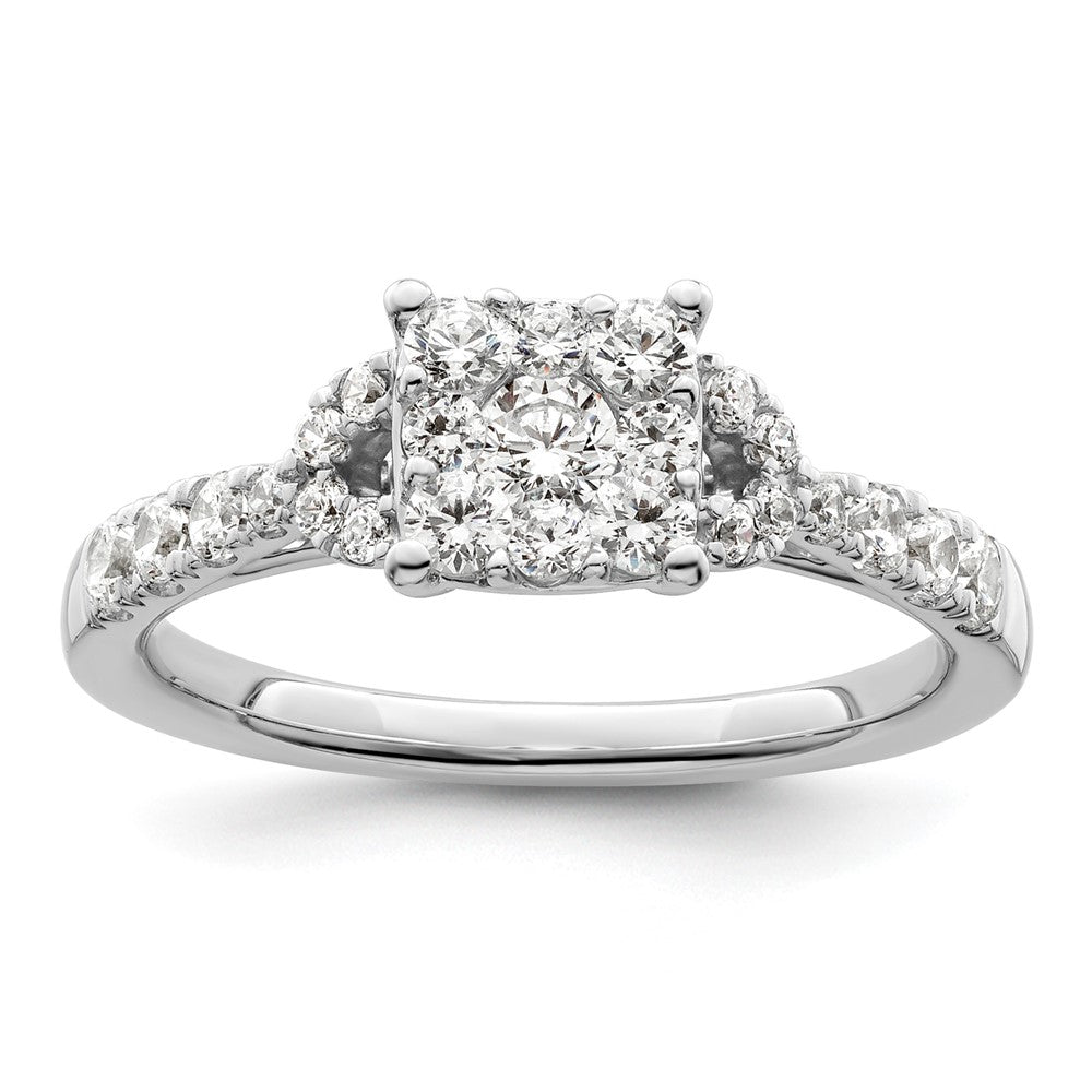 14k White Gold 3/4 Ct. Lab Grown Diamond VS/SI+ G+ Complete Cluster Engagement Ring