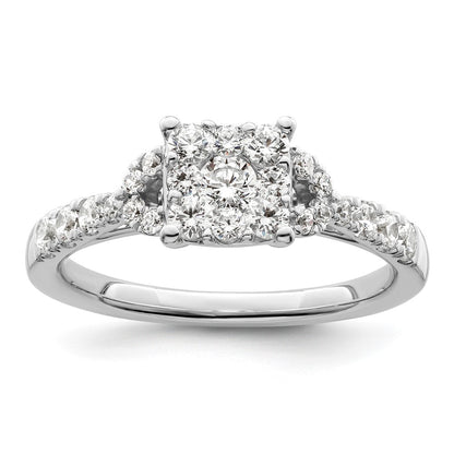 14k White Gold 3/4 Ct. Lab Grown Diamond VS/SI+ G+ Complete Cluster Engagement Ring