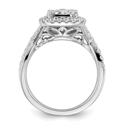 14k White Gold 1 Ct. Lab Grown Diamond VS/SI+ G+ Cluster Engagement Ring