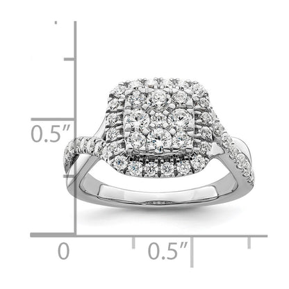 14k White Gold 1 Ct. Lab Grown Diamond VS/SI+ G+ Cluster Engagement Ring