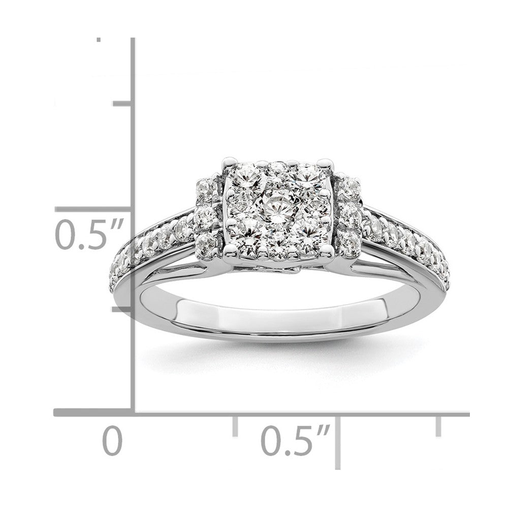 14k White Gold 3/4 Ct. Lab Grown Diamond VS/SI+ G+ Cluster Engagement Ring