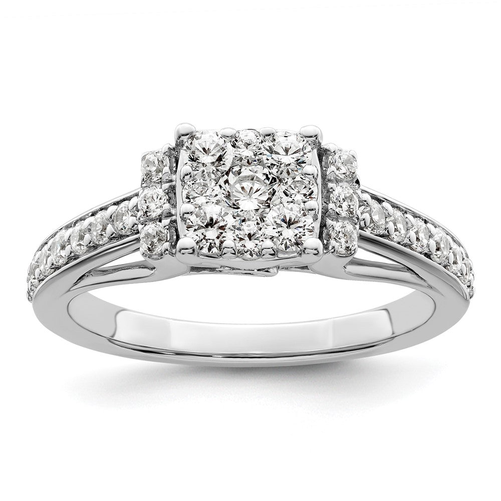 14k White Gold 3/4 Ct. Lab Grown Diamond VS/SI+ G+ Cluster Engagement Ring