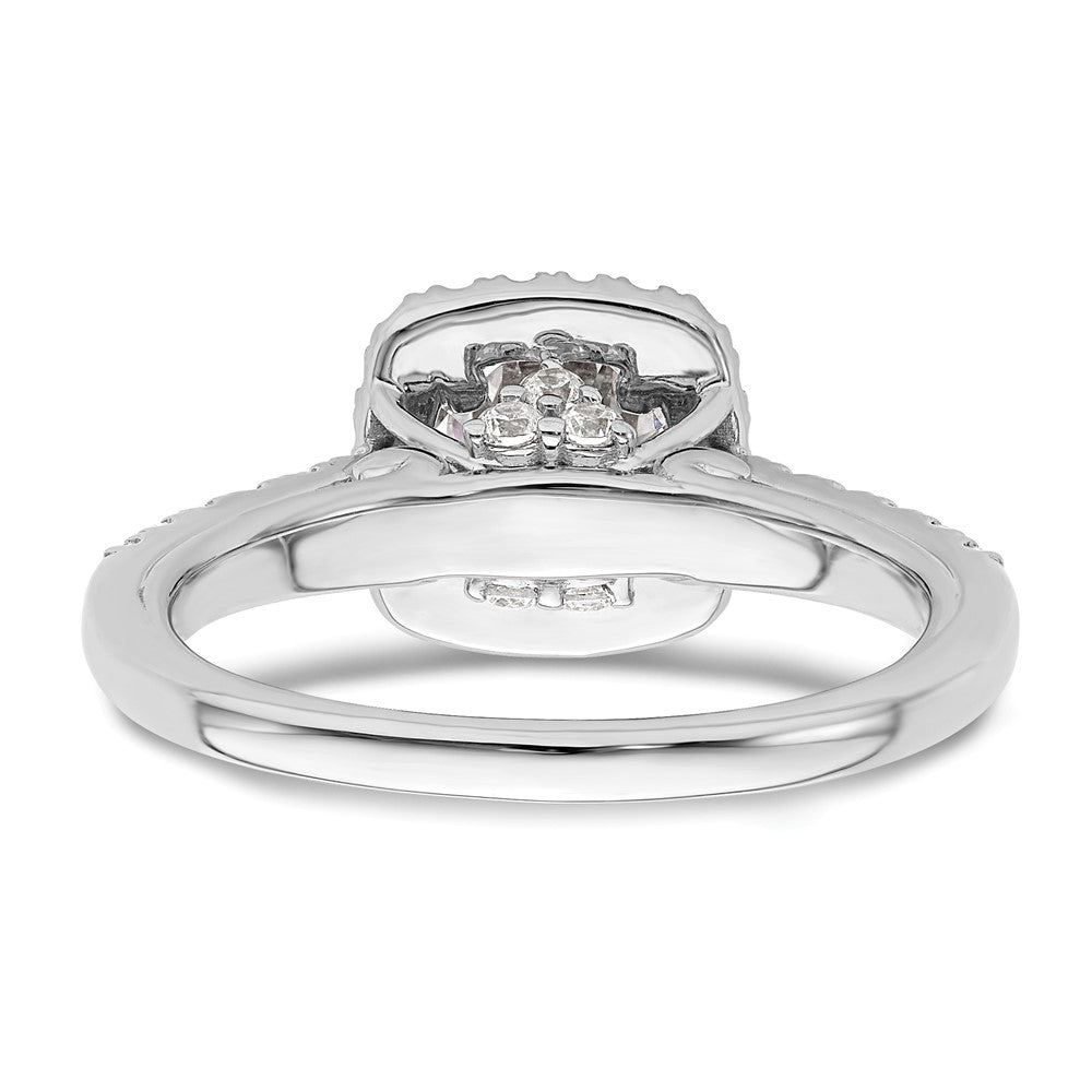 14K White Gold Halo Plus (Holds 1 Carat (6.5mm) Round Center) 1/2 Diamond Semi Mount Engagement Ring
