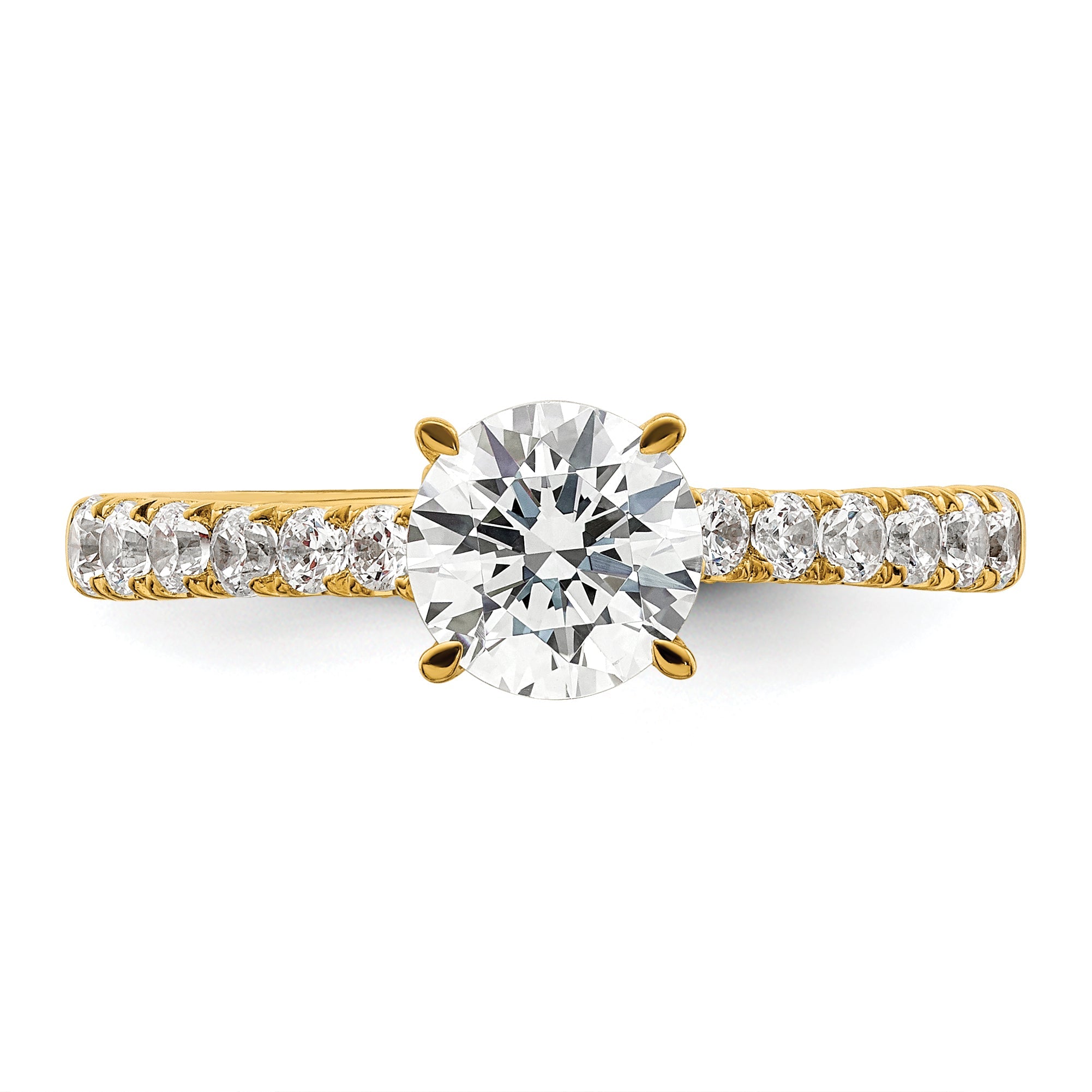 14K Yellow Gold Vintage (Holds 1 Carat 6.5mm) Round Center) 1/2 Diamond Semi Mount Engagement Ring