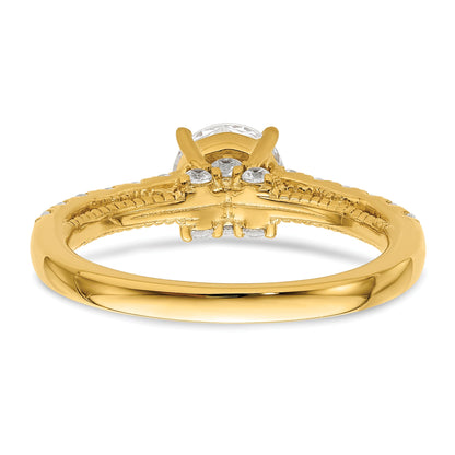 14K Yellow Gold Vintage (Holds 1 Carat 6.5mm) Round Center) 1/2 Diamond Semi Mount Engagement Ring