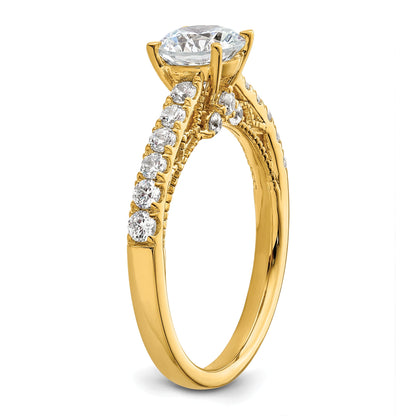 14K Yellow Gold Vintage (Holds 1 Carat 6.5mm) Round Center) 1/2 Diamond Semi Mount Engagement Ring