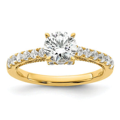 14K Yellow Gold Vintage (Holds 1 Carat 6.5mm) Round Center) 1/2 Diamond Semi Mount Engagement Ring