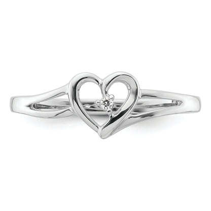 14K White Gold First Promise Heart .01 Carat Round Diamond Complete Promise/Engagement Ring
