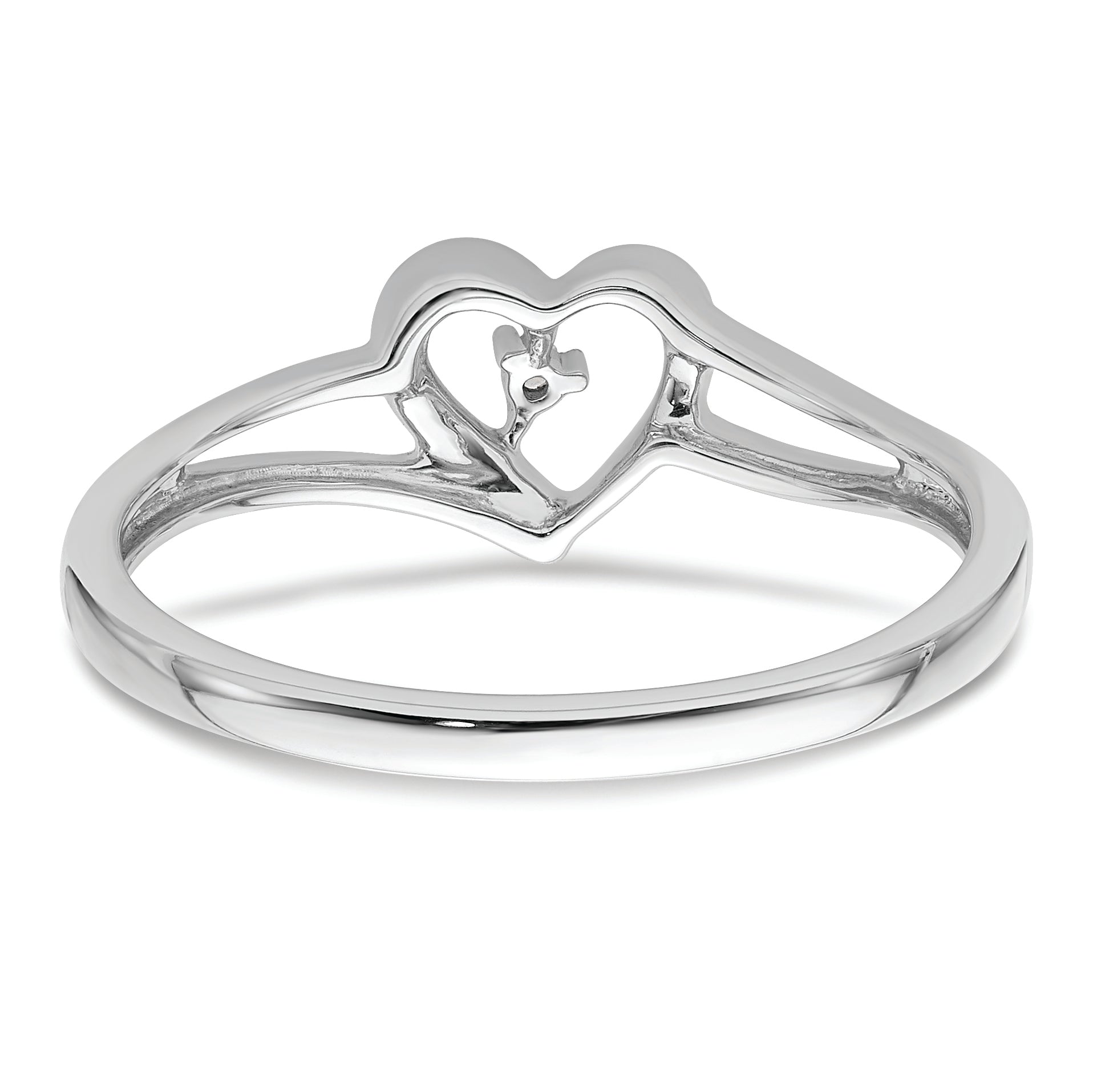 14K White Gold First Promise Heart .01 Carat Round Diamond Complete Promise/Engagement Ring
