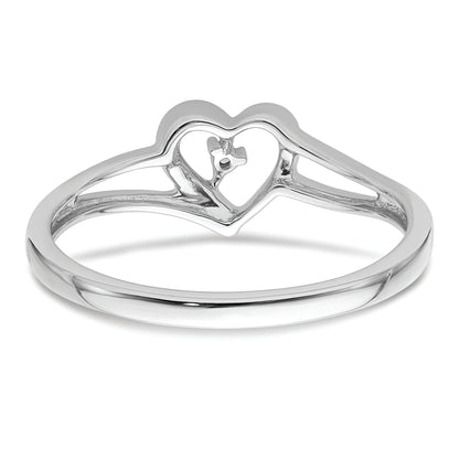 14K White Gold First Promise Heart .01 Carat Round Diamond Complete Promise/Engagement Ring