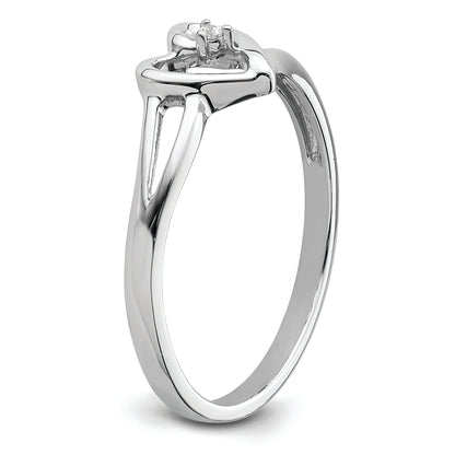 14K White Gold First Promise Heart .01 Carat Round Diamond Complete Promise/Engagement Ring