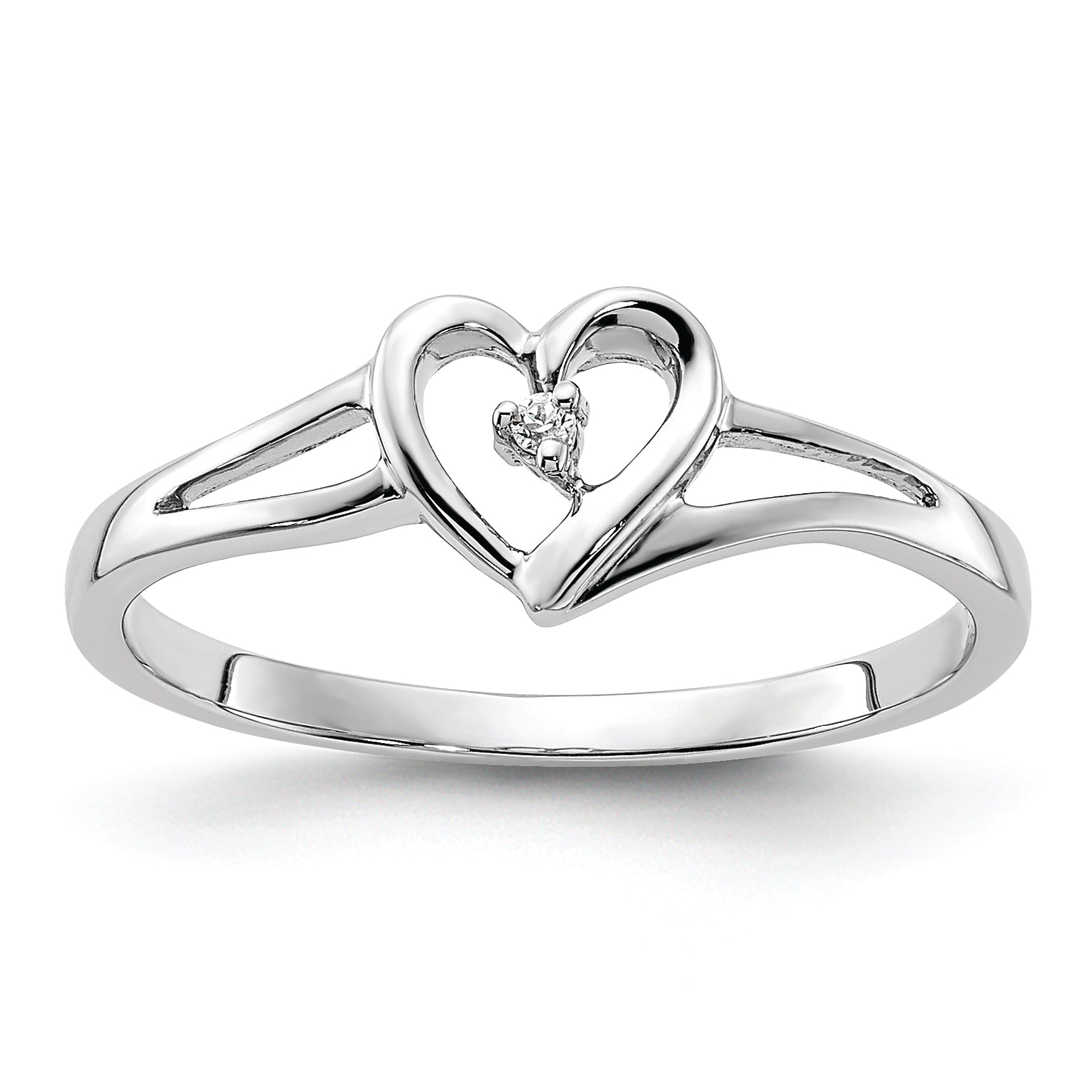 14K White Gold First Promise Heart .01 Carat Round Diamond Complete Promise/Engagement Ring