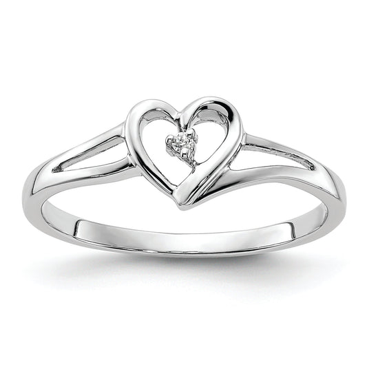 14K White Gold First Promise Heart .01 Carat Round Diamond Complete Promise/Engagement Ring