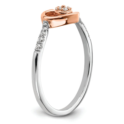 14K White/Rose Gold First Promise White And Rose Heart Cluster 1/10 Carat Diamond Complete Promise/Engagement Ring