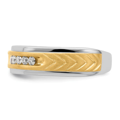 14K Two Tone 5 Stone 1/6 Carat Diamond Complete Men'S Channel Band