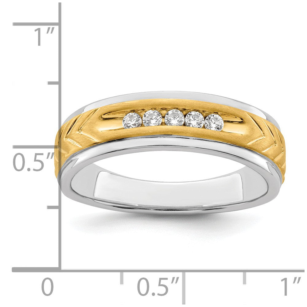 14K Two Tone 5 Stone 1/6 Carat Diamond Complete Men'S Channel Band