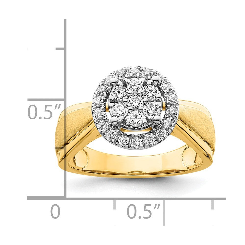 14k Two-tone Two Tone 1/2 Ct. Lab Grown Diamond VS/SI+ G+ Cluster Engagement Ring