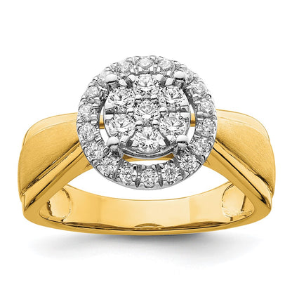 14k Two-tone Two Tone 1/2 Ct. Lab Grown Diamond VS/SI+ G+ Cluster Engagement Ring