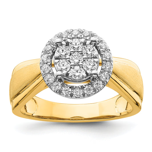 14k Two-tone Two Tone 1/2 Ct. Lab Grown Diamond VS/SI+ G+ Cluster Engagement Ring