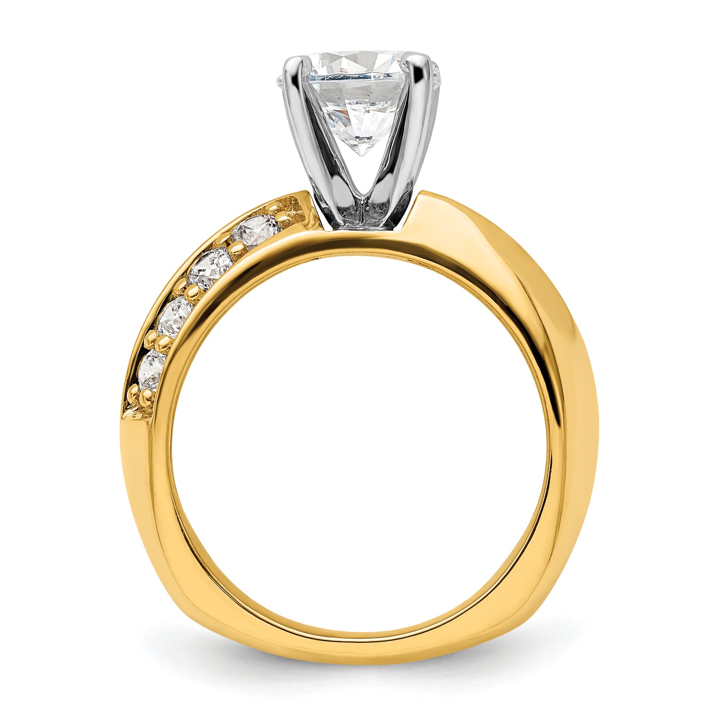 14k Yellow Gold White 1/2 Ct. Lab Grown Diamond VS/SI+ G+ 1 1/2 Ct. center Round Engagement Ring