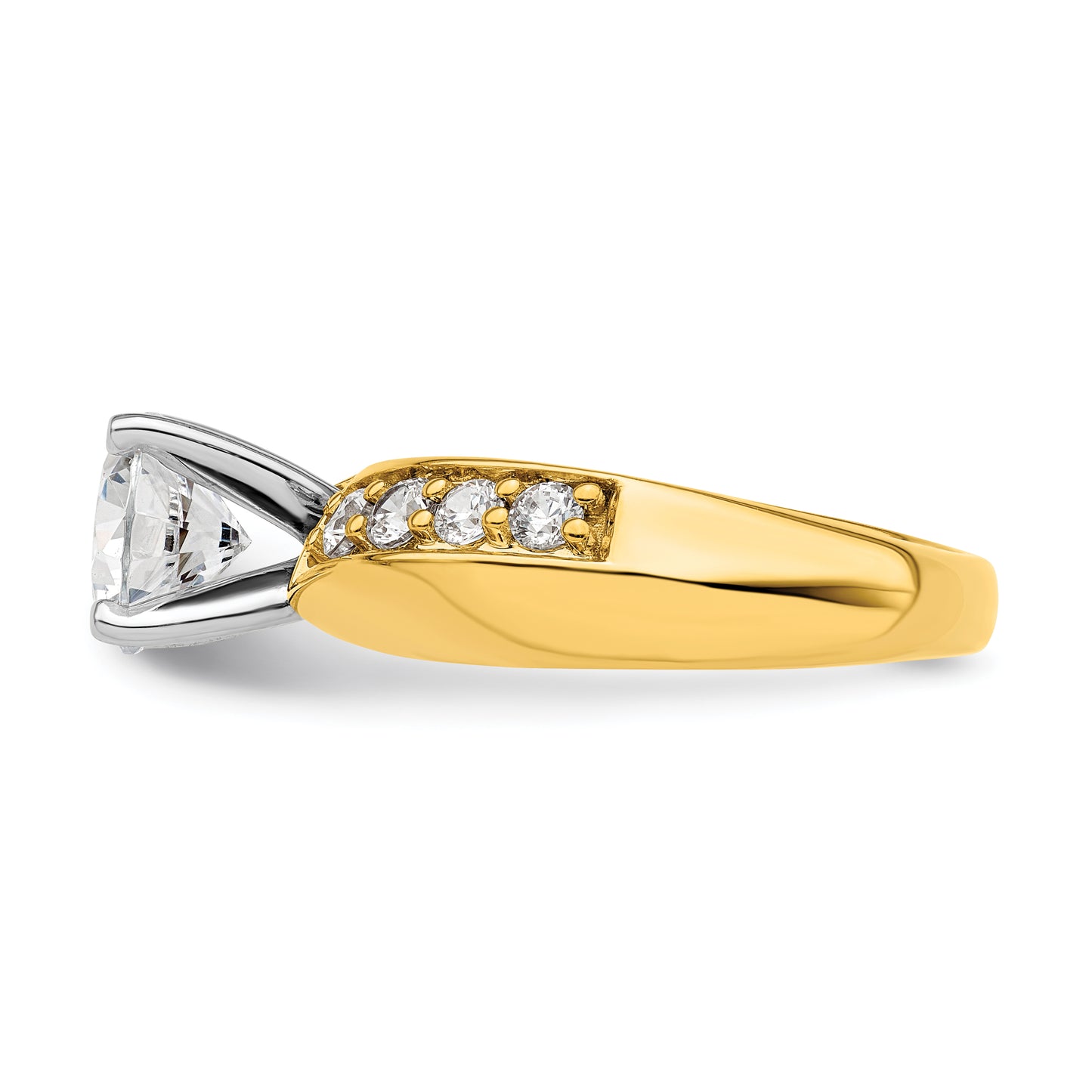 14k Yellow Gold White 1/2 Ct. Lab Grown Diamond VS/SI+ G+ 1 1/2 Ct. center Round Engagement Ring