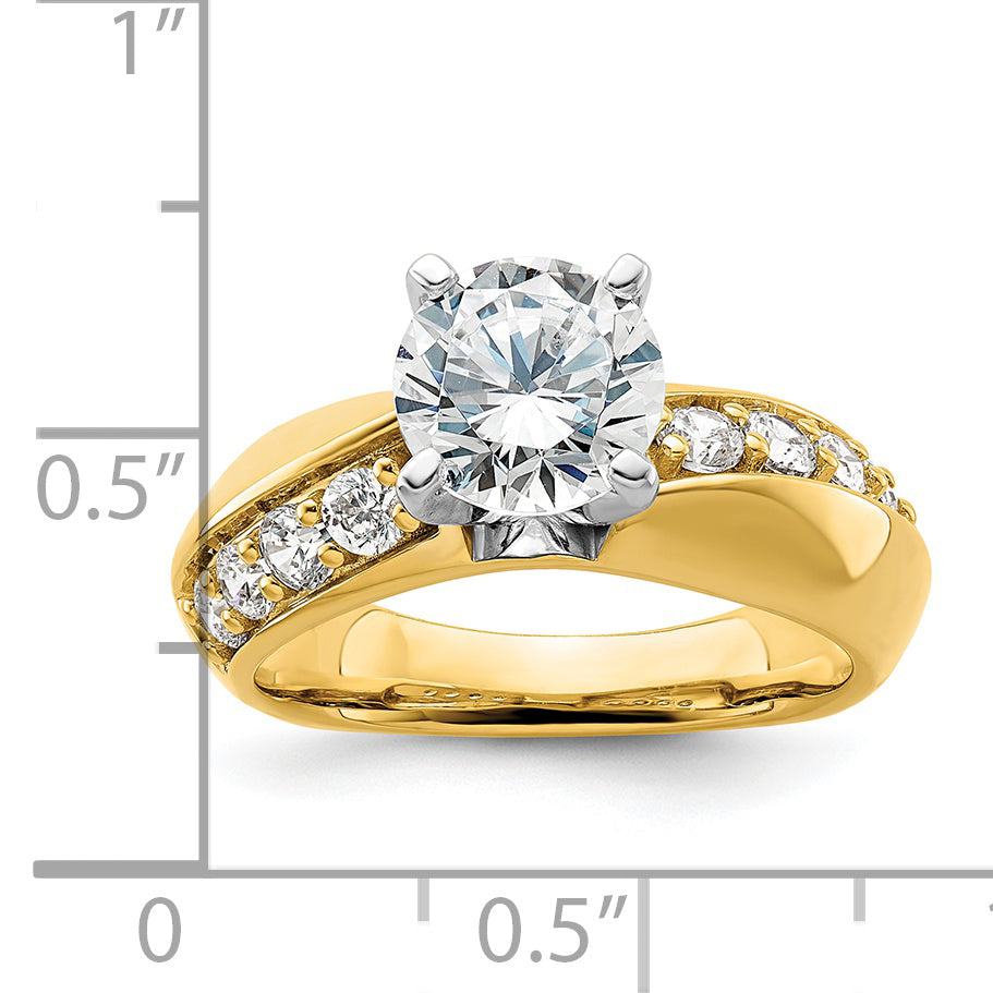 14k Yellow Gold White 1/2 Ct. Lab Grown Diamond VS/SI+ G+ 1 1/2 Ct. center Round Engagement Ring