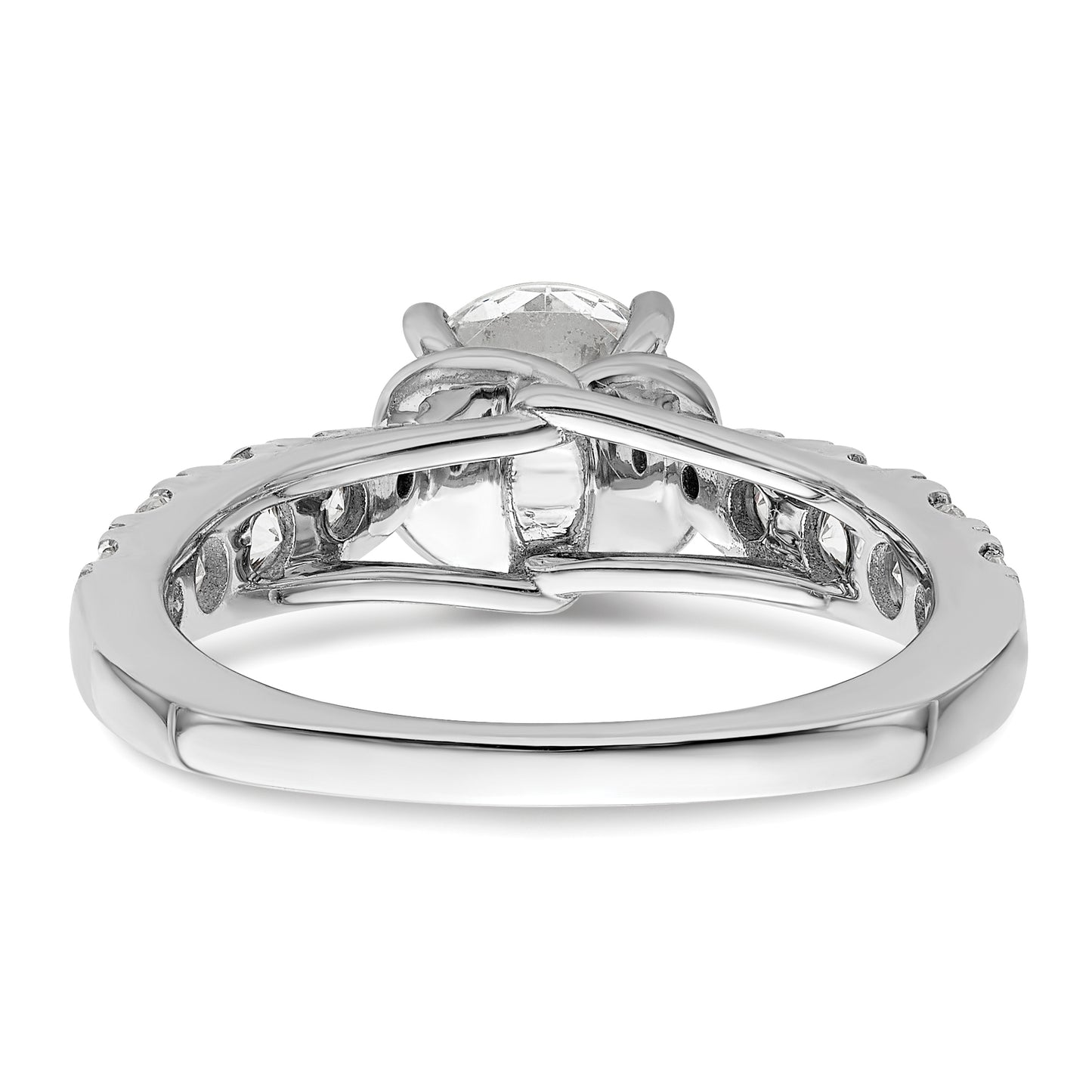 14k White Gold 3/4 Ct. Lab Grown Diamond VS/SI+ G+ 1 Ct. Center Round Shared Prong Engagement Ring