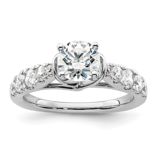 14k White Gold 3/4 Ct. Lab Grown Diamond VS/SI+ G+ 1 Ct. Center Round Shared Prong Engagement Ring