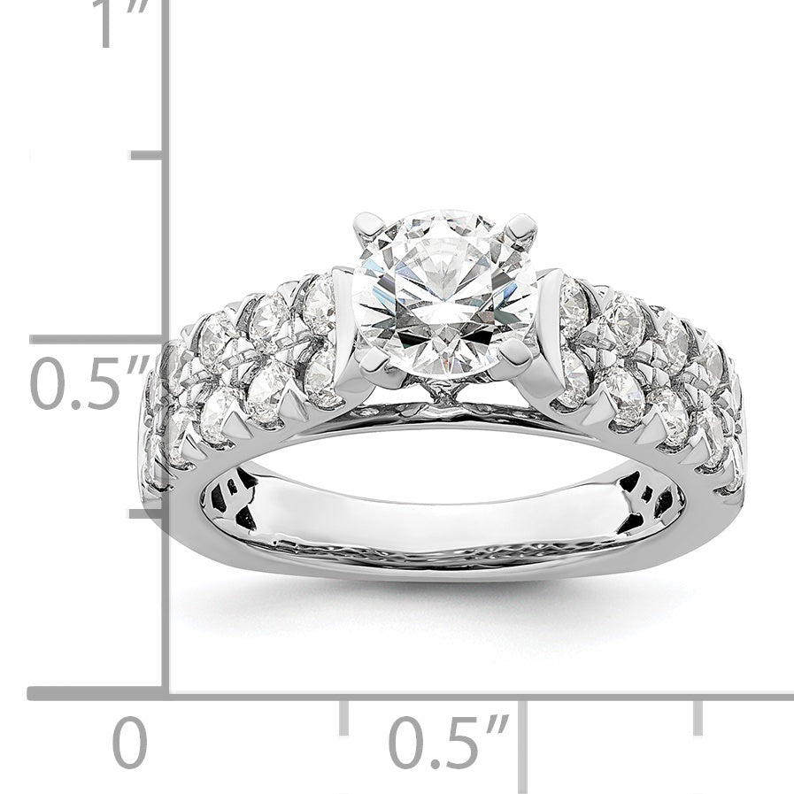 14k White Gold 1 1/10 Ct. Lab Grown Diamond VS/SI+ G+ 1 Ct. Center Round Shared Prong Engagement Ring