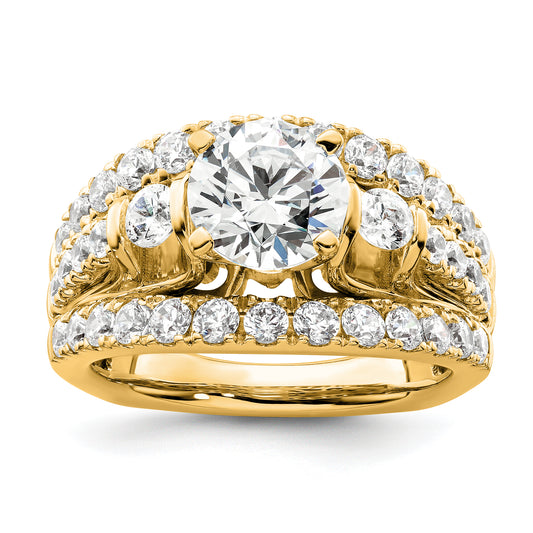 14k Yellow Gold 1 3/8 Ct. Lab Grown Diamond VS/SI+ G+ 1 1/2 Ct. Center Round Shared Prong Engagement Ring