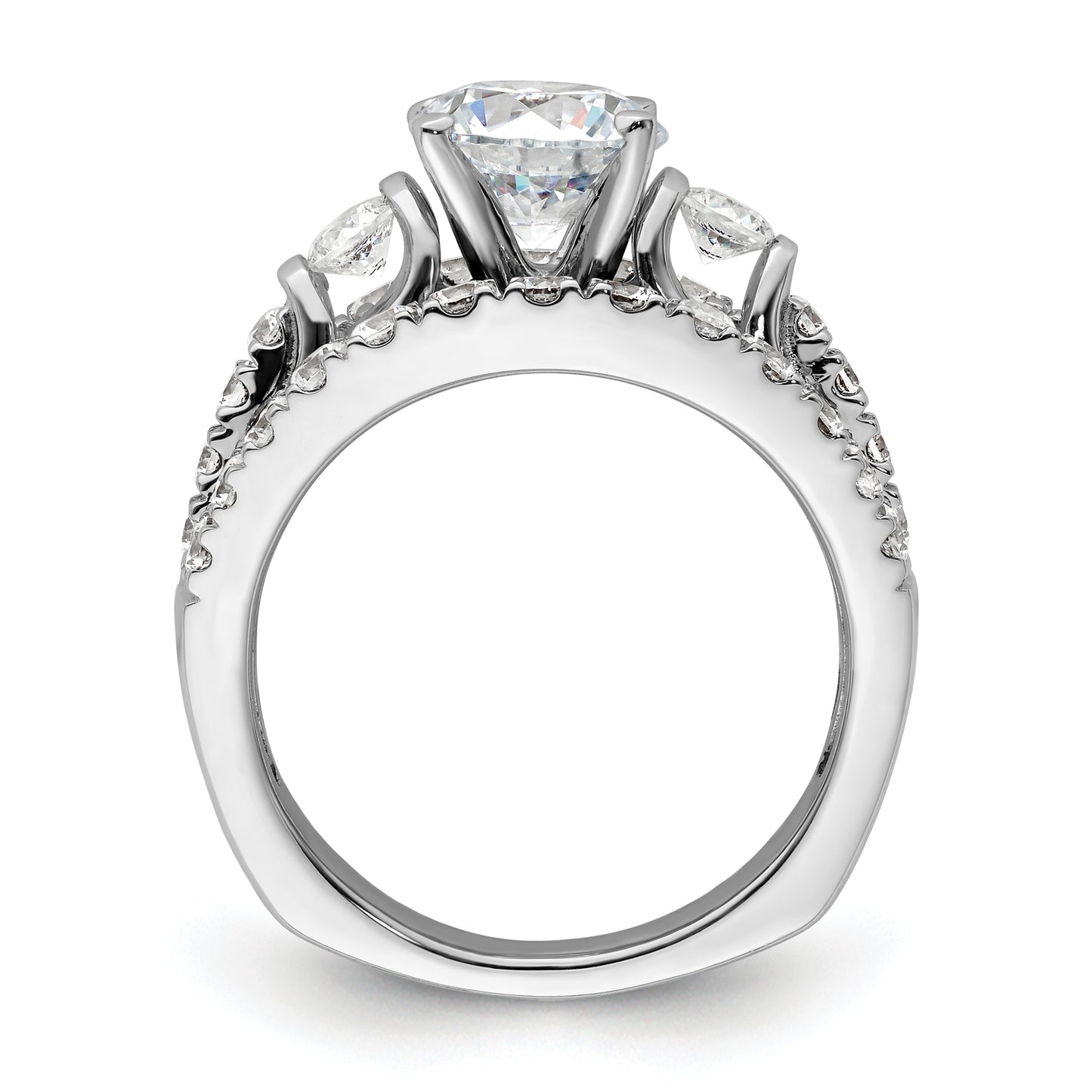 14k White Gold 1 3/8 Ct. Lab Grown Diamond VS/SI+ G+ 1 1/2 Ct. Center Round Shared Prong Engagement Ring