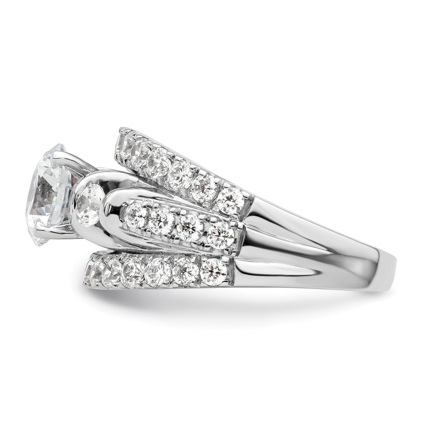 14k White Gold 1 3/8 Ct. Lab Grown Diamond VS/SI+ G+ 1 1/2 Ct. Center Round Shared Prong Engagement Ring