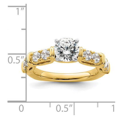 14k Yellow Gold Two Tone 5/8 Ct. Lab Grown Diamond VS/SI+ G+ 1 Ct. Center Round Shared Prong Engagement Ring