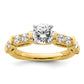 14k Yellow Gold Two Tone 5/8 Ct. Lab Grown Diamond VS/SI+ G+ 1 Ct. Center Round Shared Prong Engagement Ring