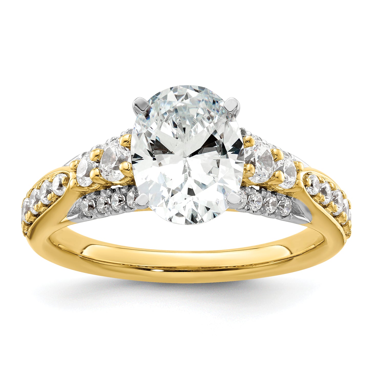 14k Yellow Gold 5/8 Ct. Lab Grown Diamond VS/SI+ G+ 1 Ct. Center Oval Engagement Ring