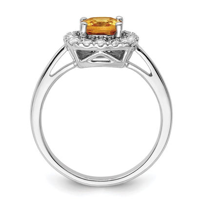 14k White Gold 1/4 Ct. Lab Grown Diamond VS/SI+ G+ November Birthstone Citrine Halo Ring