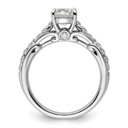 14k White Gold 3/8 Ct. Lab Grown Diamond VS/SI+ G+ 1 Ct. Center Round Semi Mount Shared Prong Engagement Ring