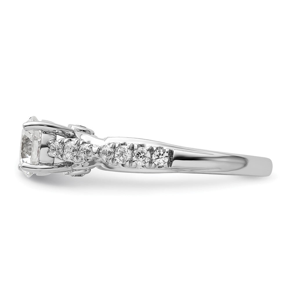 14k White Gold 3/8 Ct. Lab Grown Diamond VS/SI+ G+ 1 Ct. Center Round Semi Mount Shared Prong Engagement Ring