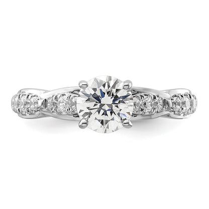 14k White Gold 3/8 Ct. Lab Grown Diamond VS/SI+ G+ 1 Ct. Center Round Semi Mount Shared Prong Engagement Ring