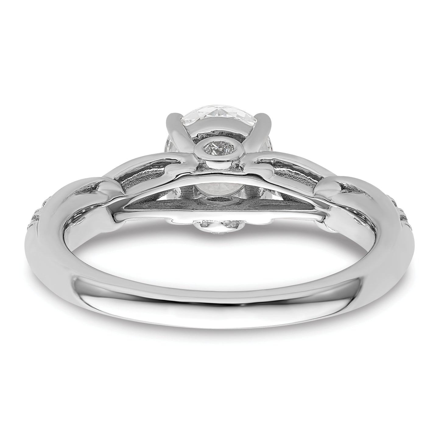 14k White Gold 3/8 Ct. Lab Grown Diamond VS/SI+ G+ 1 Ct. Center Round Shared Prong Engagement Ring