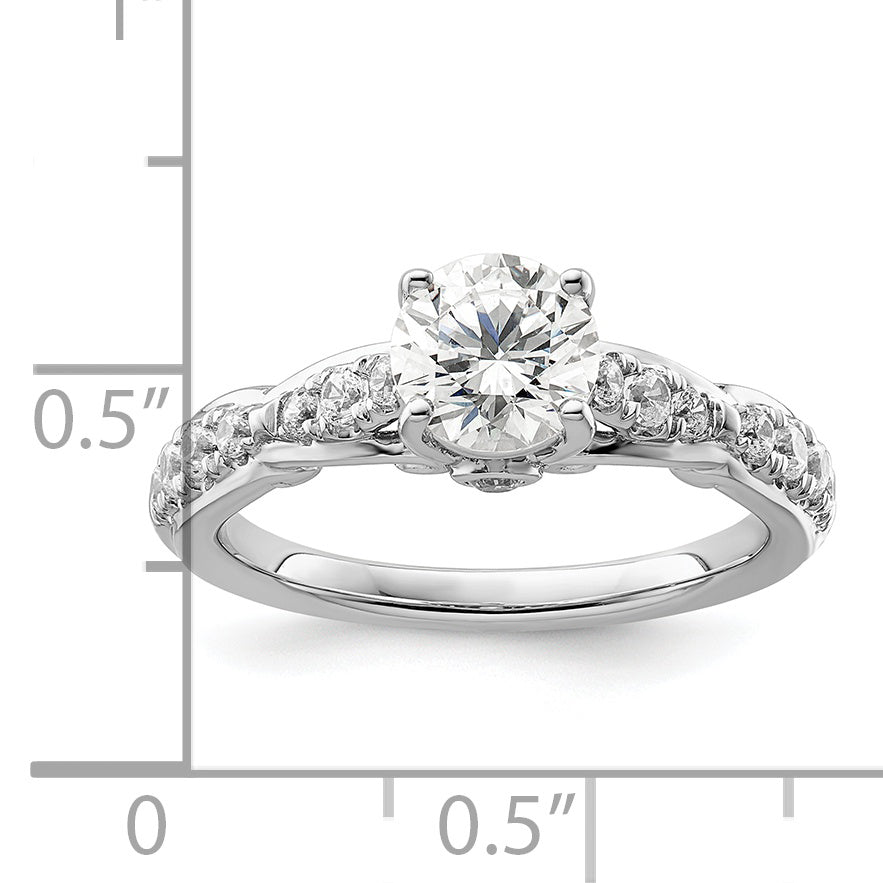 14k White Gold 3/8 Ct. Lab Grown Diamond VS/SI+ G+ 1 Ct. Center Round Shared Prong Engagement Ring