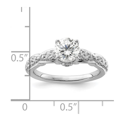 14k White Gold 3/8 Ct. Lab Grown Diamond VS/SI+ G+ 1 Ct. Center Round Semi Mount Shared Prong Engagement Ring