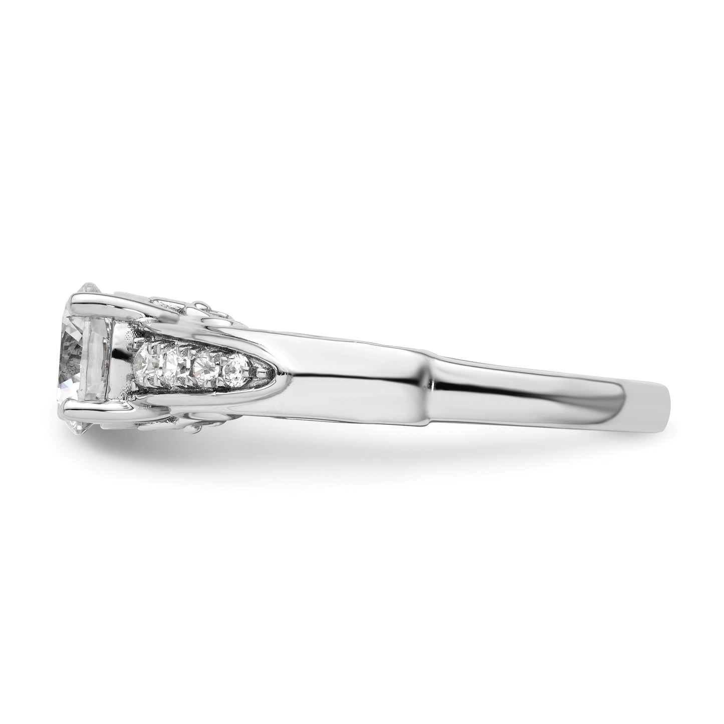 14k White Gold 1/4 Ct. Lab Grown Diamond VS/SI+ G+ 1 Ct. Center Round Channel Set Shared Prong Engagement Ring